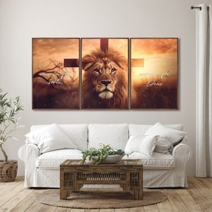 Quadro Decorativo Nunca Foi Sorte, Sempre Foi Deus Religioso com 3 Telas para Sala, Escritório, Hall Com Vidro