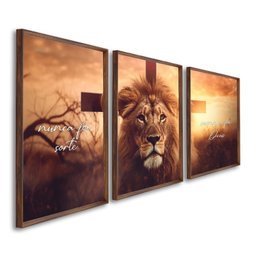 Quadro Decorativo Nunca Foi Sorte, Sempre Foi Deus Religioso com 3 Telas para Sala, Escritório, Hall Com Vidro - 2