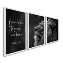 Ver imagem 1 de Quadro Decorativo Preto e Branco Nunca Foi Sorte, Sempre Foi Deus Modelo Preto e Branco com 3 Telas 60x90cm Com Vidro