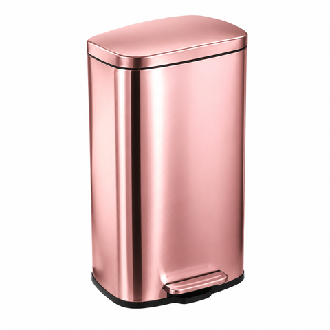 Lixeira Inox Retangular c/Pedal 30L. Escovado Mood - Rose Gold