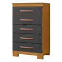 Ver imagem 2 de Cômoda com 5 Gavetas 56,2cm Multimóveis CR35670 Madeirado/Cinza