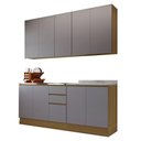 Ver imagem 2 de Cozinha Compacta 4 Pçs Tampo 200cm Slim Luciane Móveis Freijó-cinza Puro