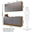 Ver imagem 4 de Cozinha Compacta 4 Pçs Tampo 200cm Slim Luciane Móveis Freijó-cinza Puro