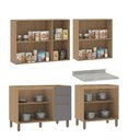 Ver imagem 3 de Cozinha Compacta 4 Pçs Tampo 200cm Slim Luciane Móveis Freijó-cinza Puro