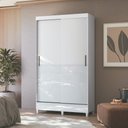 Ver imagem 2 de Guarda Roupa Solteiro com Pés 2 Portas de Correr Branco New Opção