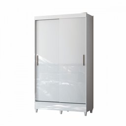 Guarda Roupa Solteiro com Pés 2 Portas de Correr Branco New Opção - 1
