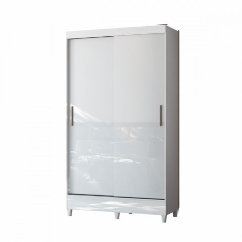 Guarda Roupa Solteiro com Pés 2 Portas de Correr Branco New Opção