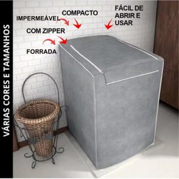 Capa Máquina Lavar Roupas Ziper 12 13 14 15 Kg Brastemp Electrolux Consul Cinza/g - 7