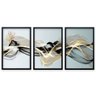 Quadro Decorativo Abstrato com 3 Telas de Parede para Sala Quarto Escritório 60cm X 90cm Com Vidro - 2