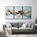 Ver imagem 2 de Quadro Decorativo Abstrato com 3 Telas de Parede para Sala Quarto Escritório 60cm X 90cm Sem Vidro
