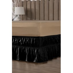 Saia Box Ajustável Serve em Cama Casal Queen e King Babado com 2 Elásticos 1 Peça:preto - 2