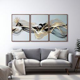Quadro Decorativo Abstrato com 3 Telas de Parede para Sala Quarto Escritório 60cm X 90cm Sem Vidro - 2