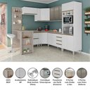 Ver imagem 4 de Armário de Cozinha Completa 10 Peças com Vidro Tampo e Bancada Pérola Luciane Móveis