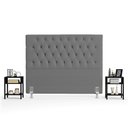 Ver mais imagens de Cabeceira Casal 140cm Cristal Bouclê Cinza e 2 Mesas Laterais Plaza Lc1 Preto - Mpozenato