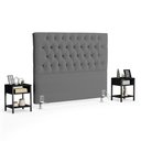 Ver imagem 1 de Cabeceira Casal 140cm Cristal Bouclê Cinza e 2 Mesas Laterais Plaza Lc1 Preto - Mpozenato