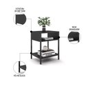 Ver imagem 5 de Cabeceira Casal 140cm Cristal Bouclê Cinza e 2 Mesas Laterais Plaza Lc1 Preto - Mpozenato