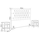 Ver imagem 4 de Cabeceira Casal 140cm Cristal Bouclê Cinza e 2 Mesas Laterais Plaza Lc1 Preto - Mpozenato