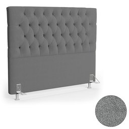 Cabeceira Casal 140cm Cristal Bouclê Cinza e 2 Mesas Laterais Plaza Lc1 Preto - Mpozenato - 9