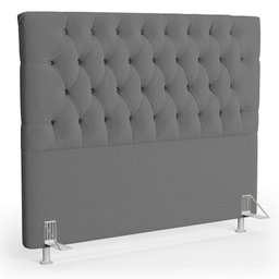 Cabeceira Casal 140cm Cristal Bouclê Cinza e 2 Mesas Laterais Plaza Lc1 Preto - Mpozenato - 11