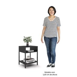 Cabeceira Casal 140cm Cristal Bouclê Cinza e 2 Mesas Laterais Plaza Lc1 Preto - Mpozenato - 7