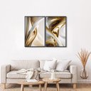 Ver imagem 1 de Quadro Decorativo Abstrato com 2 Telas de Parede para Sala Quarto Escritório 60cm X 90cm Sem Vidro