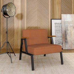 Poltrona Decorativa Coimbra Preto/cinamomo/terracota - Móveis Arapongas Preto Fosco/cin/suede - 2