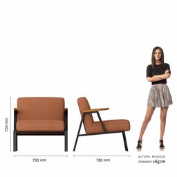 Poltrona Decorativa Coimbra Preto/cinamomo/terracota - Móveis Arapongas Preto Fosco/cin/suede - 5