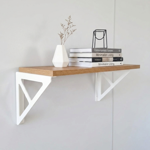 2 Suportes de Prateleira Mão Francesa Formato Triangular Decorativo Aço Carbono