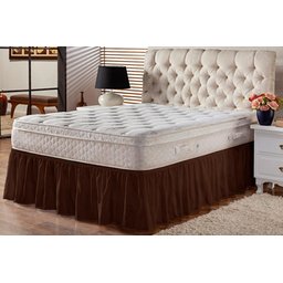 Saia Box Ajustável Serve em Cama Casal Queen e King Babado com Elástico 1 Peça:marrom - 1