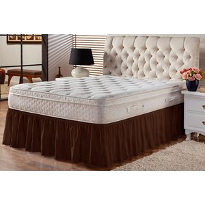 Saia Box Ajustável Serve em Cama Casal Queen e King Babado com Elástico 1 Peça:marrom