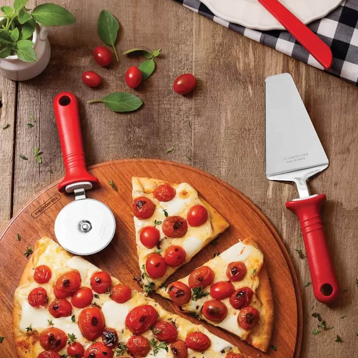 Kit 2 Formas Assadeiras de Pizza Tramontina Redonda Antiaderente Starflon Vermelha 30cm - 2