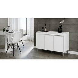 Balcão de Cozinha Manu + Tampo 120cm Cor Branco - AJL Móveis - 1