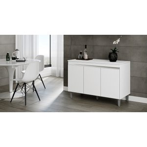Balcão de Cozinha Manu + Tampo 120cm Cor Branco - AJL Móveis
