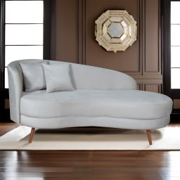 Chaise Longue Divã Emili 1,60 Veludo Bege Marfim - Star Confort - 2