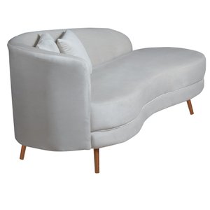 Chaise Longue Divã Emili 1,60 Veludo Bege Marfim - Star Confort