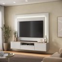 Ver imagem 1 de Painel para TV até 65 Polegadas Rack Suspenso LED 100% MDF 165CMX180CM Astro Yescasa