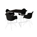 Ver imagem 6 de Mesa Jantar Industrial Quadrada Preta 90Cm Base V Com 4 Poltronas Pretas Ferro Branco Cor: Preto