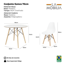 Ver imagem 2 de Conjunto Mesa de Jantar Eames Preta 70cm Redonda com 4 Cadeiras Eames Preta - La Mobilia