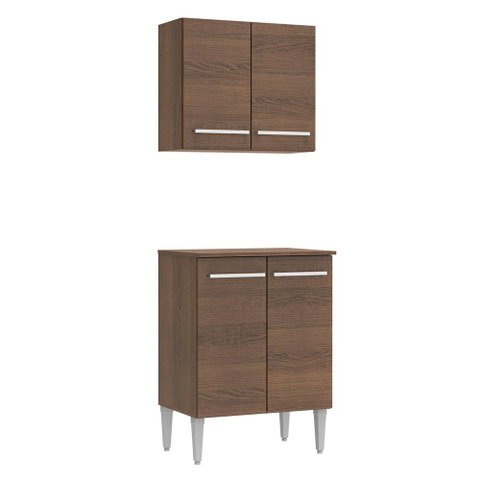 Kit Madesa Emilly 4 Portas com Armário Aéreo e Balcão Rustic Cor:Rustic