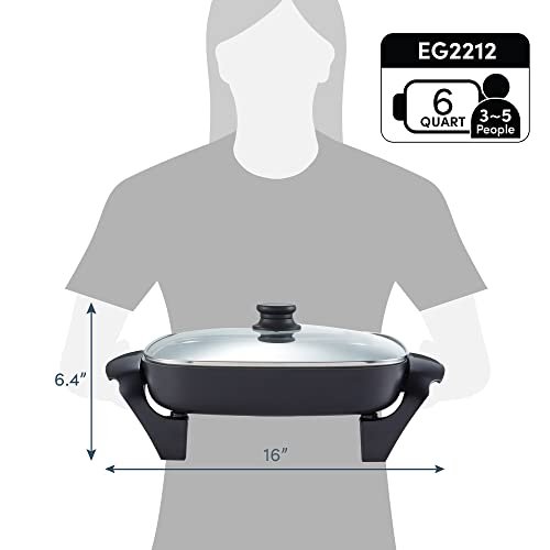 Elite Gourmet Eg2212 Frigideira Elétrica 7,5qt Antiaderente Cerâmica Preto - 8