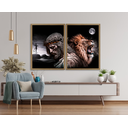Ver imagem 1 de Conjunto Quadro Decorativo Religioso Leão de Judá e Jesus Cristo Sobe a Lua