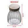 Pote Hermético com Frisos Tampa Bambu Recipiente Vidro 450ml - 5