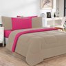 Kit Edredom + Jogo de Lençol Malha 100% Algodão Gran Moratta 5 Peças Solteiro - Avelã-pink - 1
