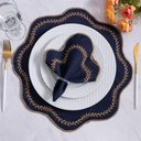 Ver imagem 1 de Jogo de Guardanapos Sousplat Americano 12 Peças Bordado Decorativo - Paris Detalhe Dourado Marinho