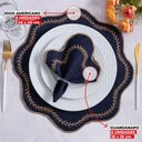 Ver imagem 4 de Jogo de Guardanapos Sousplat Americano 12 Peças Bordado Decorativo - Paris Detalhe Dourado Marinho