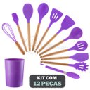 Ver imagem 1 de Kit 12 Peças Conjunto de Cozinha Utensílios de Silícone com Espatulas Pincel Batedor Manual - Roxo