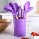 Ver imagem 4 de Kit 12 Peças Conjunto de Cozinha Utensílios de Silícone com Espatulas Pincel Batedor Manual - Roxo