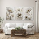 Ver imagem 1 de Quadro Decorativo Modelo Floral Ii com 3 Telas de Parede para Sala Quarto Escritório 60cm X 90cm Sem Vidro