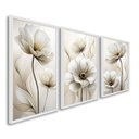 Ver imagem 2 de Quadro Decorativo Modelo Floral Ii com 3 Telas de Parede para Sala Quarto Escritório 60cm X 90cm Sem Vidro