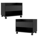 Ver imagem 1 de Kit 02 Gabinetes Armário Multiuso Ivy 60cm 100% Mdf Bp com 01 Gaveta Preto - Desk Design